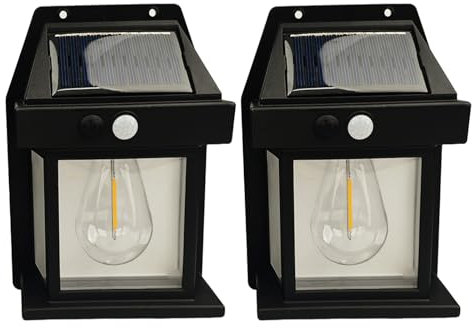 Blakapoo 2 Pack Solar Wall Lights Outdoor, Garden Wall Lights Solar Powered Waterproof, with Motion Sensor, Ip65 Solar Security Lights, for Gardens、Fence、Porch、Garage、Patio、Yard, Warm White