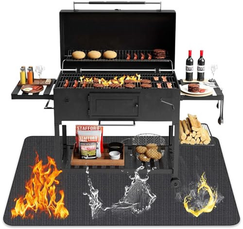 Feuerfeste Unterlage Grillmatte Bodenschutz, 100x180cm Faltbare Grillmatte Hitzeschutzmatte, Hitzebeständig bis 2000°F Hitzeschutzmatte, Grillteppich Outdoor für BBQ Grills, Boden, Rasen und Camping