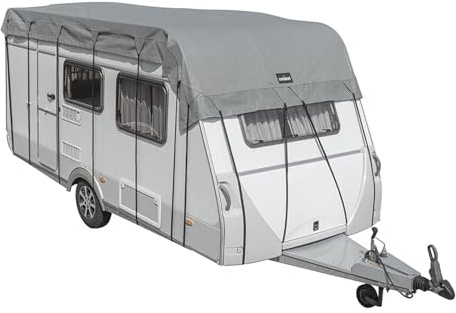 Campout Toiture pour Caravane et Camping-Car 7,5 x 3 m – Protection de Toit – Housse pour Caravane – Respirante 3 Couches SFS Non-tissé PP 160g/m² – 11 Sangles en polypropylène –
