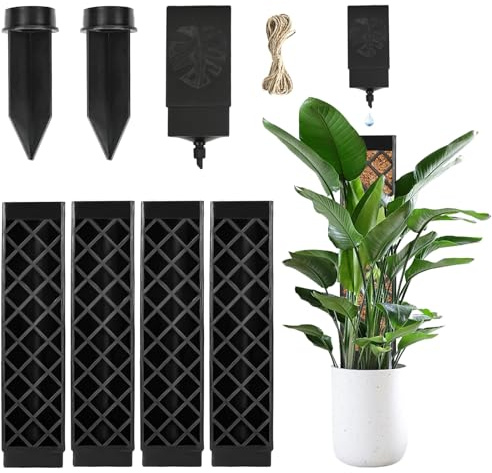 bssmmai 4 Stück Moosstab Erweiterbar für Rankstab Pflanzenstab Monstera Rankhilfe Zimmerpflanzen mit Bewässerungshilfe, 35 cm (Moosstab + Bodeneinführung) für Kletterpflanzen