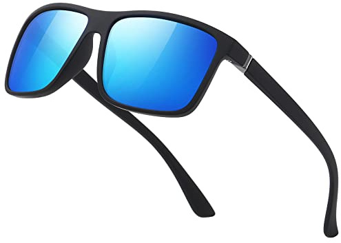suoso Polarisiert Sonnenbrille Herren Damen Unisex Schwarz Retro Ultraleicht Rahmen UV400 Shutz Sonnenbrillen Polarisierte Klassische Brille für Fahren Geschäftsreise Reise Eisblau（Eisblau）