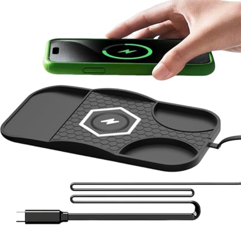 Caricabatteria da auto senza fili – Tappetino di ricarica senza fili in silicone | per telefoni cellulari per auto, cruscotto, camion, SUV, navigazione su strada
