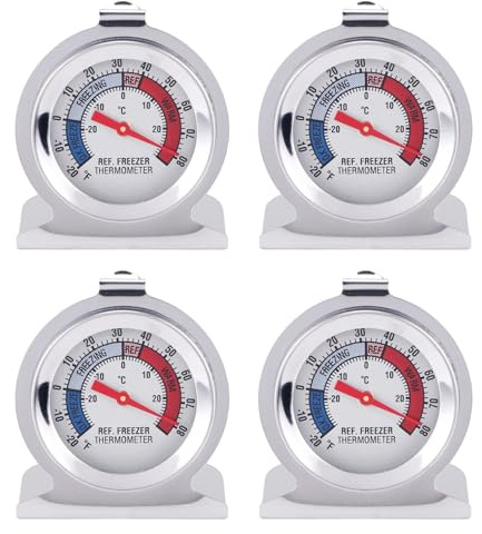 About iled kylskåpstermometer i 4 delar med röd indikatortermometer för frysskåp med krokar och stänger