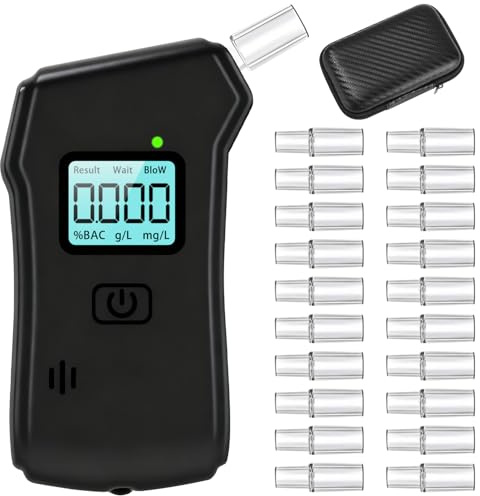 Vuxava Éthylotest Électronique,Alcootest electronique homologué NF,avec Écran LCD & 20 Embouts,avec Sac en Fibre de Carbone Noir,Précis & Réutilisable,pour Les Tests à Domicile et personnels