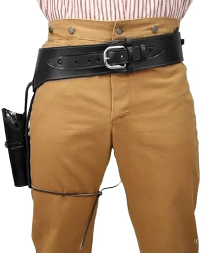 Cowboy-Holster, Leder-Cowboy-Waffengürtel, Verstellbarer Western-Waffengürtel für Cosplay, Maskerade, Party, Schwarz, Spielzeug UND Spiele.