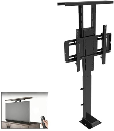 QYMYOZ Supporto TV motorizzato - Supporto da Pavimento telescopico Elettrico con Telecomando, Nascosto nel Mobile per schermi di Grandi Dimensioni