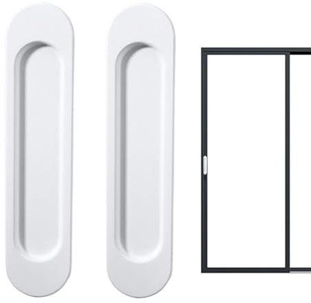 2 manijas de puerta corrediza ovaladas auto,manijas de puerta corredizas ángulo recto autoadhesivas,aleación de aluminio sin perforación deslizantes granero, ventanas, gabinetes (esquina redondeada))