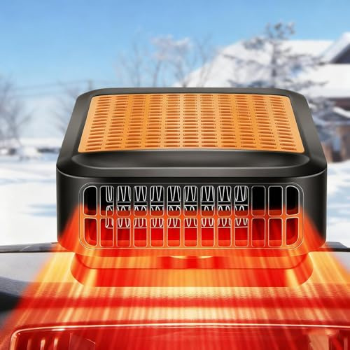 Natwo Portable Car Heater & Defroster – 12V Heater for Car,200W Fast Heating/Cooling Fan with 360° Rotatable Base Car Heaters for Vehicle,Plug In Windshield Defogger for Car, Truck, SUV
