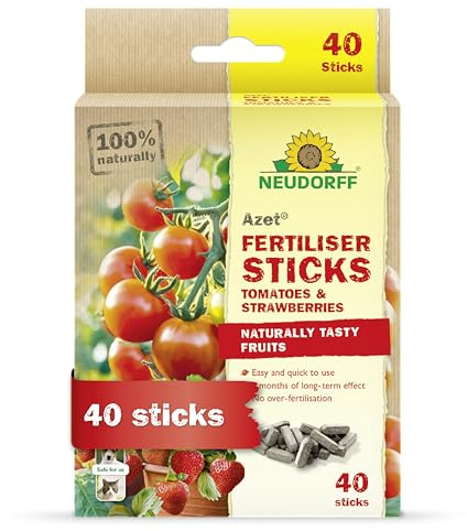 Neudorff Azet Fertiliser Sticks Tomatoes & Strawberries - Organic fertiliser sticks for tasty tomatoes and strawberries, 3 months long-term effect, 40 pieces