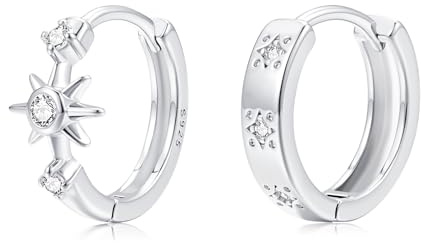 Loutade Creolen Silber 925, Hypoallergen Sterling Silber Twisted Ohrringe | Leichte CZ Kleine Schlafen Knorpel Tragus Kreis Endless Huggie Ohrringe Creolen für Damen Mädchen Geschenke zum Weihnachten