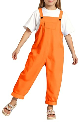 Generico Salopette Bambina Bambino Estive 3-14 Anni in Misto Cotone Tuta Meccanico Leggero Tuta da Lavoro Oversize Pantaloni Casual Mare per Sportivo, Scuola Materna ed Elementare