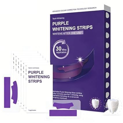 Tiras Dientes for Eliminar Manchas Blanqueadoras Color Púrpura: Blanqueamiento PAP, Corrección Color, Eliminación Manchas, Blanqueamiento Instantáneo, Uso Doméstico Fácil 30 Minutos(4pcs)