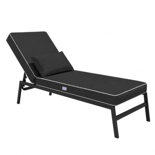 deco arts Coussin Bain de Soleil Premium - 190x60x10 cm - Matelas pour transat avec Coussin - Déhoussable, déperlant, Anti-UV, très Confortable - 190x60x10 cm - Gris Foncé