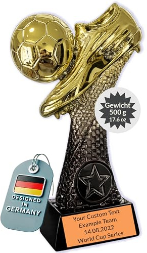 Larius Fußball Trophäe 16–21.5 cm (300–800 g) – Siegerpokal mit/ohne Gravur – Fussball Pokal für Kinder & Erwachsene – Turnier, MVP, Auszeichnung - F6