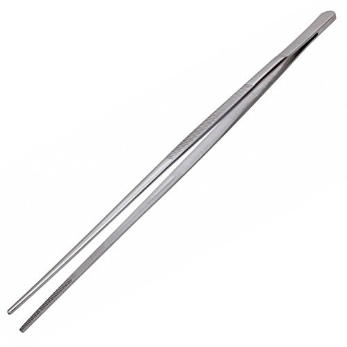 BarBits Cocktail Garnish Tongs 25cm - Stainless Steel Mixology Tweezers, Round Tip Tweezer Lab Pliers, Extra Bar Long Tweezers