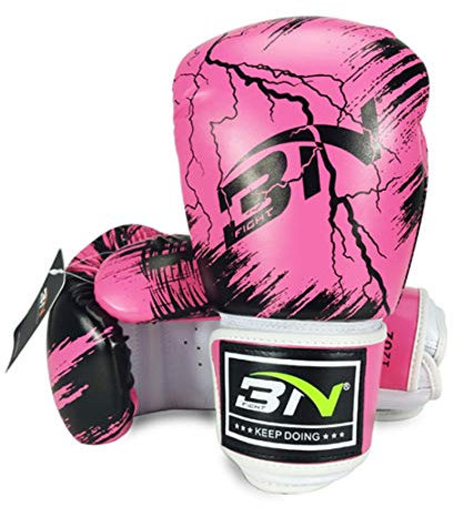 HiXB Boxhand Schuhe Leder 10OZ / 12OZ Muay Thai Training Taekwondo Sparring,Pink,10OZ