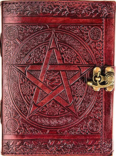 URBAN LEATHER Pentagramm Stern Tagebuch für Männer Frauen zum Schreiben, Grimoire Wicca heidnisches Hexenbuch der Schatten Zeichnen Skizzenbuch Schreiben Notizbuch Dicke Blanko Unlinierte Seiten
