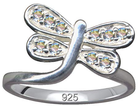 FINGERRING Schmetterling/Echt Silber 925 mit Zirkonia/Jugendstil Design/Steinfarbe: klar weiss/modern cool trendy hip/Online Schmuck Shop kaufen / 59046