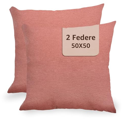 Federe Cuscini Divano 50x50 - Copricuscini 50x50 - Federe per Cuscini Divano e Camera da Letto - Federe per Cuscini Decorativi Divano 2 pezzi Rosa Antico