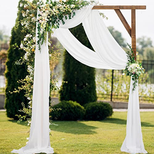 Tende in chiffon bianco eleganti per arco nuziale/18FT x 74CM/ Perfette per cerimonie e ricevimenti matrimoniali/ 2 pannelli di tessuto morbido e trasparente.