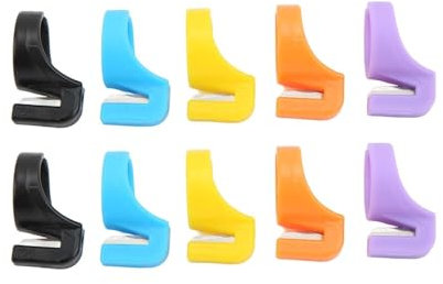 Cyrank 10 Uds. Anillos de cuchillo de seguridad, cuchillo de anillo de utilidad para dedo con afilado, anillos de cuchillo plegables automáticos, cortador, anillo de cuchillo partido