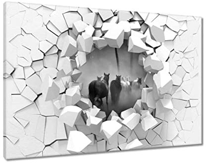 Gemälde auf Leinwand, 60 x 40 cm, Eine Herde von wilden Pferden, Nr. H8666Z_WDPC1E
