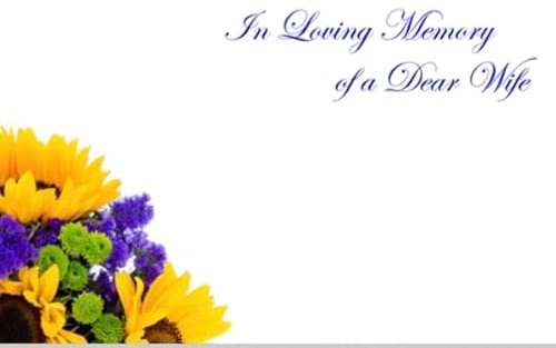 ShredAstic Florist Message large Cards Funeral Memorial - Clear cello self seal bag (14. In loving memory of a dear Wife, Pack 5 Cards / 5 Cello bags)