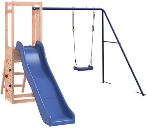 vidaXL Spielturm, Klettergerüst mit Rutsche Schaukel Kletterwand, Kinder Kletterturm, Spiel-Zubehör für Garten, Holz Spielplatz Spielhaus, Massivholz Douglasie