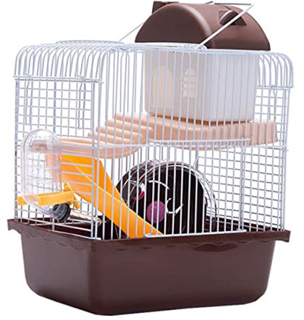 POPETPOP Hamsterkäfig Mit Laufrad Und Rutsche Zweistufiger Villa Käfig Für Zwerghamster Und Rennmäuse Inklusive Auslaufsicherem Wassernapf Bruchsicheres Material