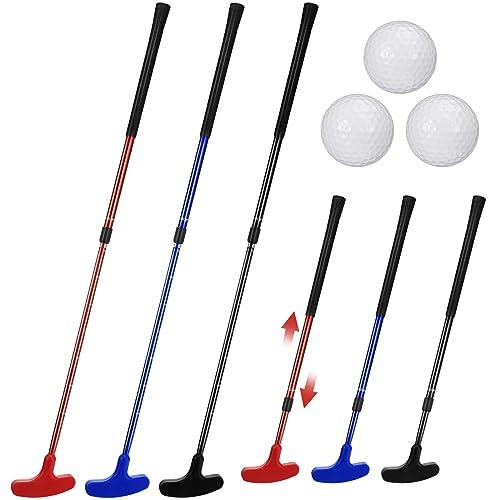 Leyndo 3 Set Golf Putter Set for Men Women Two Way Mini Adjustable Length Putter with 3 Golf Balls for Right or Left Handed Golfers