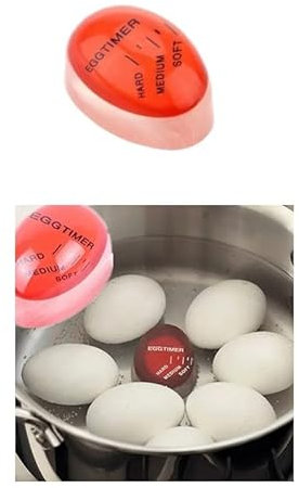Egg Timer For Boiling Soft Medium And Hard Eggs Boiled Shaped Color Changing Indicator Heat Sensitive breakfast Checker Timers Visual Sensory Reusable Kitchen Gadget Colour Change Display Red (1 Pk)