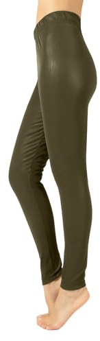 CALZITALY Läderleggings, termiska leggings, fleecefodrade leggings, varma vinterbyxor | Made in Italy, gRÖN, S