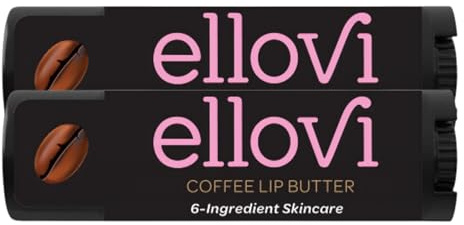 Ellovi Natürlicher Lippenbalsam – Kaffee – rein genug zum Essen – aus 6 veganen Inhaltsstoffen – Feuchtigkeitsspendende Lippenpflege für den ganzen Tag Feuchtigkeit (2 Stück)