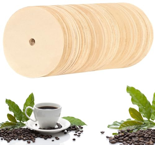 Lot de 400 filtres à café ronds en papier non blanchi pour percolateur, 9,5 cm, filtre à café jetable adapté pour le camping, la maison, le bureau
