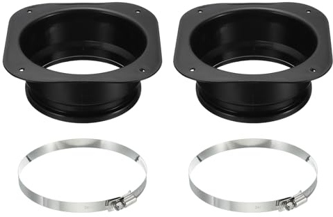 PATIKIL 5 Duct Connector Flange, 2 Pack Dryer Vent Wall Plate Square to Round Straight with Ducting Clamp for Air Heating Cooling Ventilation Exhaust Fan