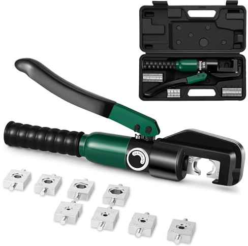 Dechengbao Hydraulische Kabelschuh-Crimpzange 6–70 mm², Werkzeugsatz für elektrische Kabelschuhe mit 8 Matrizen (4–70 mm² Crimpzange) (YQK70(4-70mm² Crimping Tool))