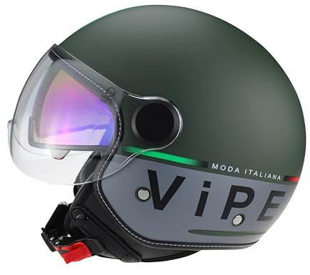 ViPER RSV19 Open Face Motorbike Helmet - Scooter Motorcycle Crash Jet Helmet for Men Women with Sun Visor - Electric Bike & Road Bike Road Legal ECE 22.06 Approved Motorbike Helmets