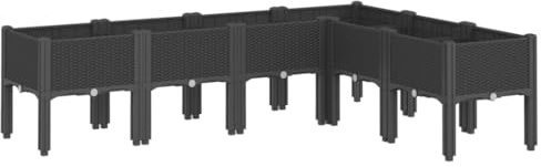 vidaXL Pflanzkasten mit Beinen Schwarz 160x120x42 cm PP