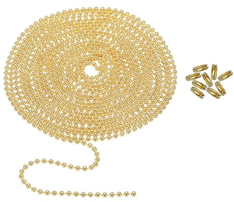 PATIKIL 120 Pouce Boule Chaînes, 2,4 mm Boule Chaîne Perle avec 18 pcs Correspondant Connecteur Fermoir pour Collier Suspendu, Balise Bagues, DIY Artisanat, Or Ton