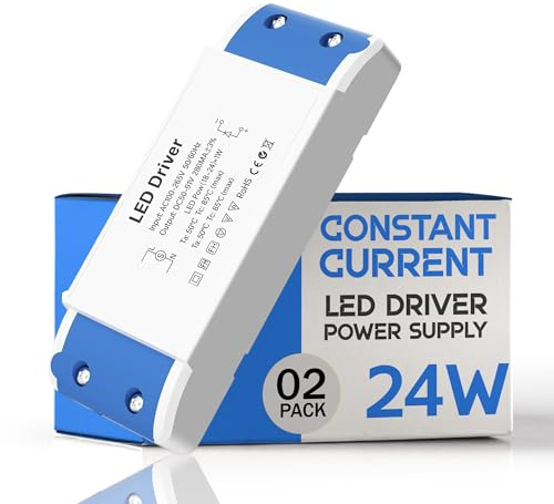 LEDSone Confezione da 2 driver LED da 24 W 280 mA a corrente costante, trasformatore CA 100-265 V per faretti LED e plafoniere, uscita stabile con protezione da sovraccarico