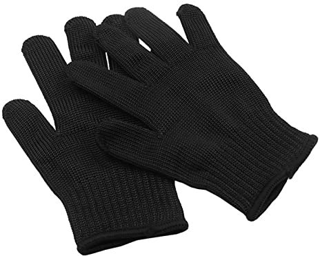 Schnittfeste Handschuhe Schwarze Stufe 5 Schnittschutzhandschuhe Stahldraht Metallgitter Sicherheitsschutzhandschuhe Küchenmetzger Arbeitshandschuhe Schnittfischfleisch Garten für Kochmesser, Metzger,