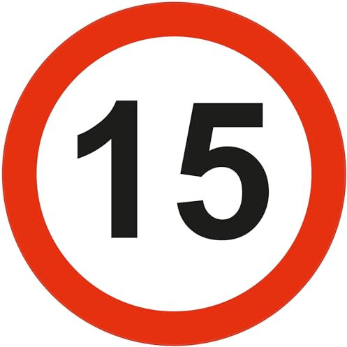Indigos UG - Schild 15 kmH - 200x200 - Hotel, Firma, Schutz, KITA, Arzt, Praxis - Sicherheit - Warnung - Aluverbundplatte 3mm, Wohnung - Hinweisschild - Warnschild