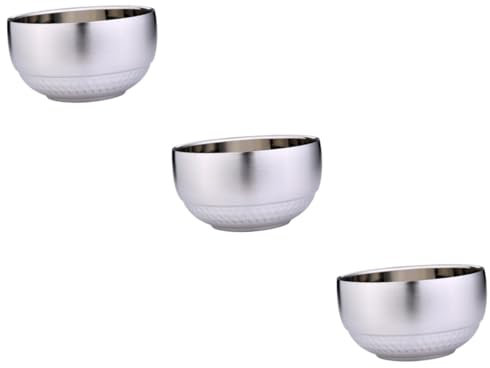 Amosfun 3 Stk Zweilagige Schale Rührschüssel Futternäpfe Vorspeisenschale Suppenschüssel Nudelschüssel Gemüseschüssel Servieren Ramen-schüssel Nudeln Schüssel Aus Edelstahl Silver