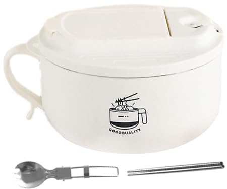 Ramen Bol à nouilles instantané avec couvercle et poignée, boîte à repas en acier inoxydable, boîte de conservation, pot à pâtes, accessoire de dortoir pour étudiants, à emporter