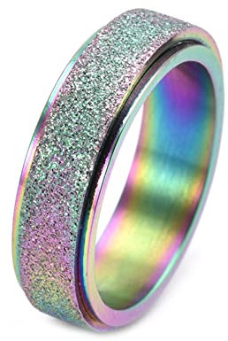 Calefee Anxiety Ring Edelstahl, Drehringe für Damen Mattierter Drehring Breit 6mm gr. 54 (17.2) Verlobungsring Damen