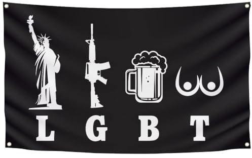 Lpitoy Drapeau LGBT Liberty Guns Beer, Motivation, Inspiration, Bureau, Salle De Sport, Décoration Murale, Dortoir, Bannière LGBT, Drapeaux Amusants pour Décoration Intérieure Extérieure