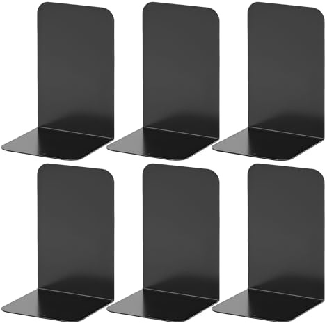 Buchstütze aus Metall 6er Set stabil fürs Büro 20,5x13,5x10cm, Schwarz | Bücherstütze Buchhalter Regal Bookends hohe Standfestigkeit Book Holder für Schule, Büro und Zuhause