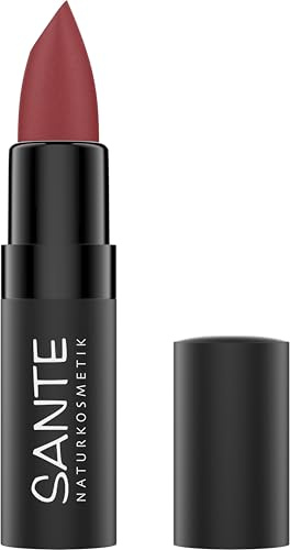 SANTE Naturkosmetik Ultra Matt Lipstick 05 Velvet Red, pudrig-matter Lippenstift in Rot für ein natürliches Finish, Lippenpflege mit Squalan und Hyaluron, 4,55g