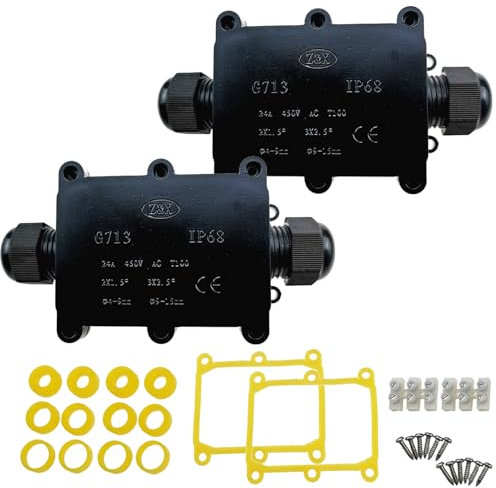 2 Wege Verteilerdose Außen, IP68 Wasserdichte Abzweigdose Verbindungsdose Abzweigdosen für Ø 4mm -15mm Garten Erdkabel (2er Pack)
