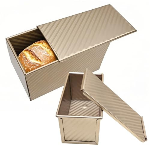 Taakige 2 pièces Moule a Pain de Mie avec Couvercle,anti-adhésif avec couvercle pour la cuisson, moule à pain avec couvercle,Tamaño grande 21x11,5x11cm, tamaño pequeño 19x9,5x8cm